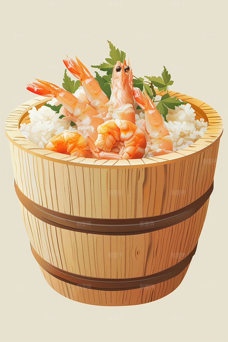 木桶饭主食高清插画