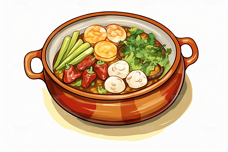 木桶饭美食煲仔饭插画