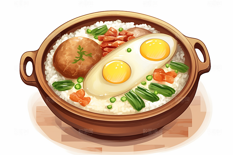 木桶饭地方特色美味插画