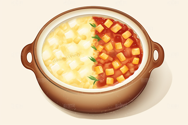 木桶饭美味地方特色插画