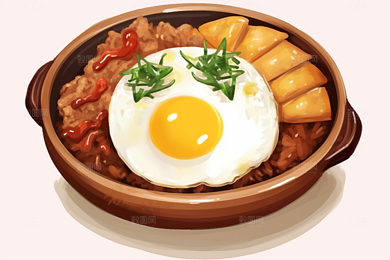 木桶饭美食好吃插画