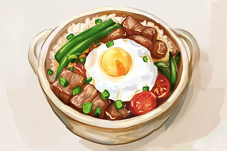木桶饭好吃高清插画