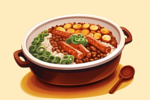 木桶饭主食好吃插画