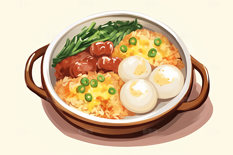 木桶饭好吃煲仔饭插画