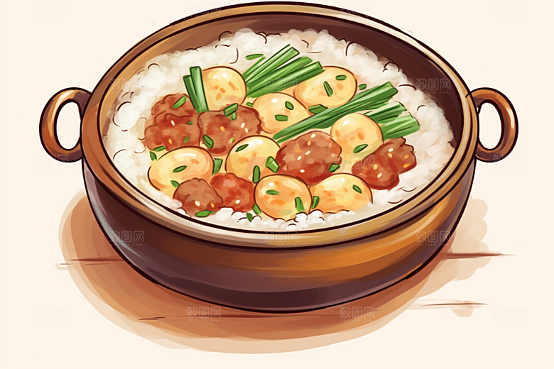 木桶饭高清地方特色插画