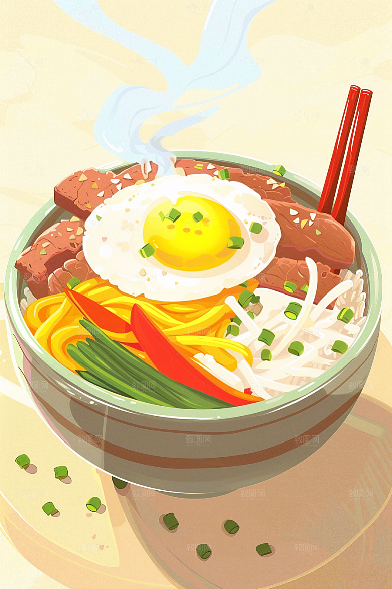 木桶饭主食煲仔饭插画