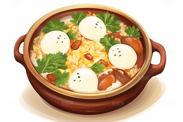 木桶饭手绘好吃插画