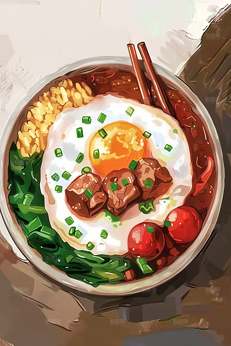 木桶饭好吃主食插画