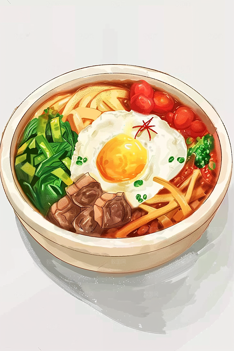 木桶饭手绘美味插画