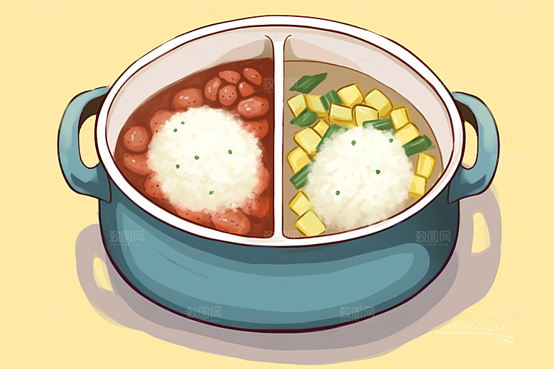 木桶饭高清地方特色插画