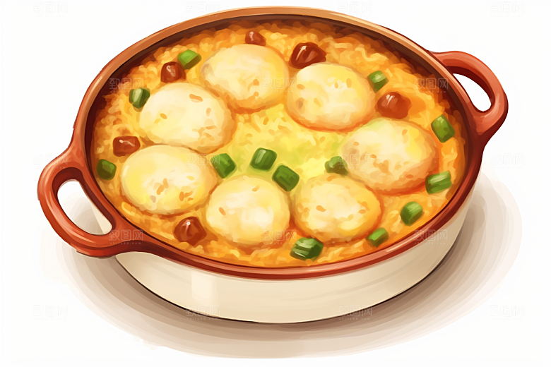 木桶饭美味煲仔饭插画