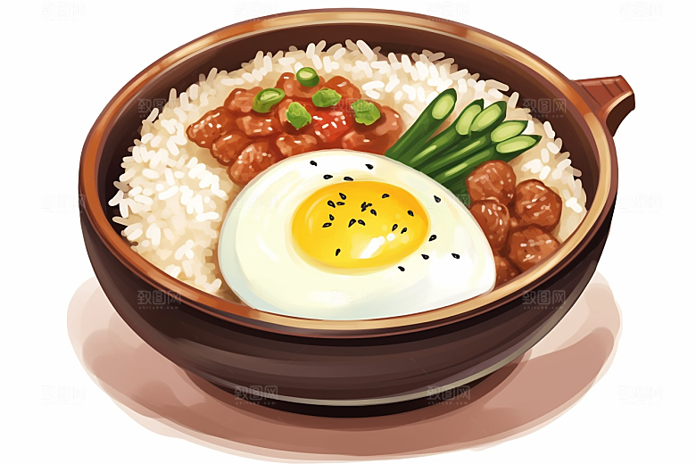 木桶饭煲仔饭好吃插画