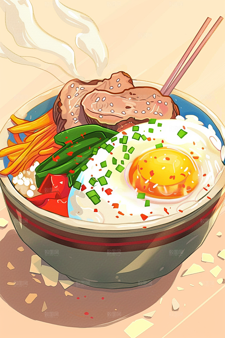 木桶饭好吃地方特色插画