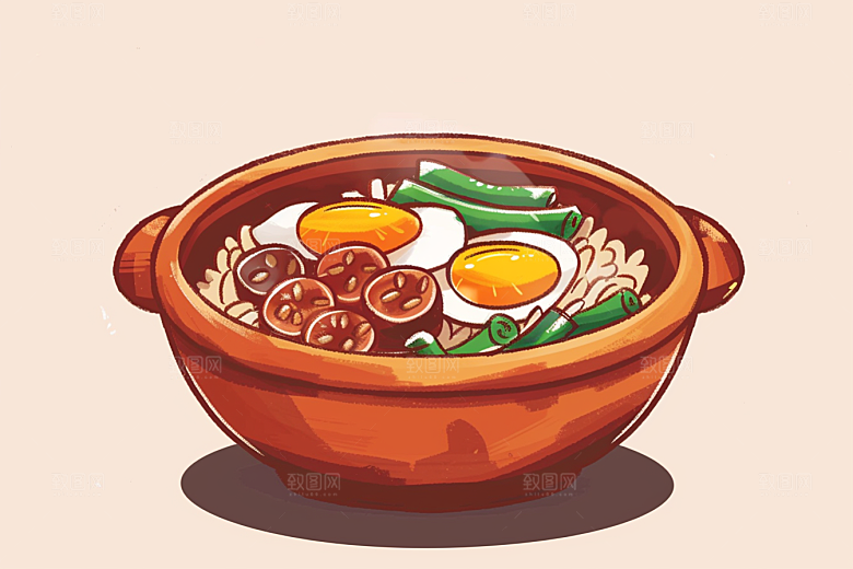 木桶饭高清主食插画