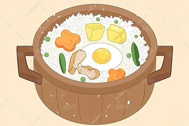 木桶饭高清菜饭插画