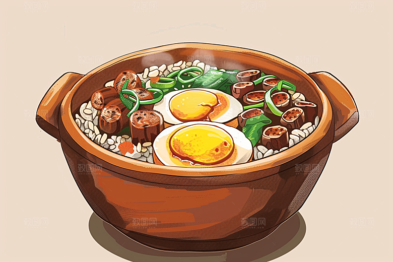 木桶饭好吃拌饭插画