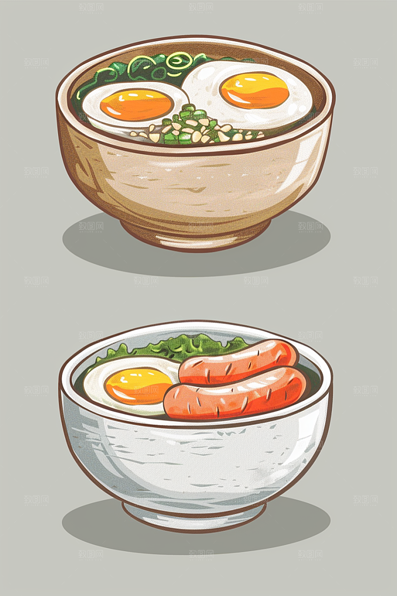 木桶饭美味煲仔饭插画