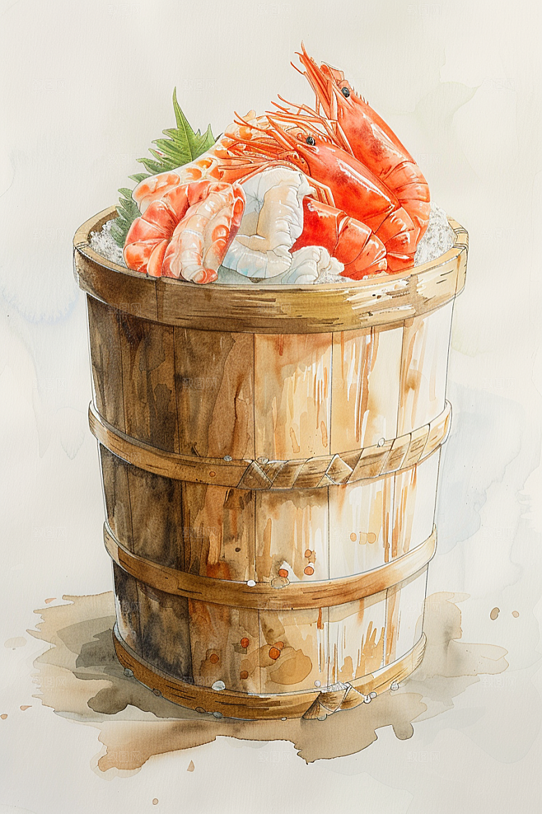 木桶饭手绘菜饭插画