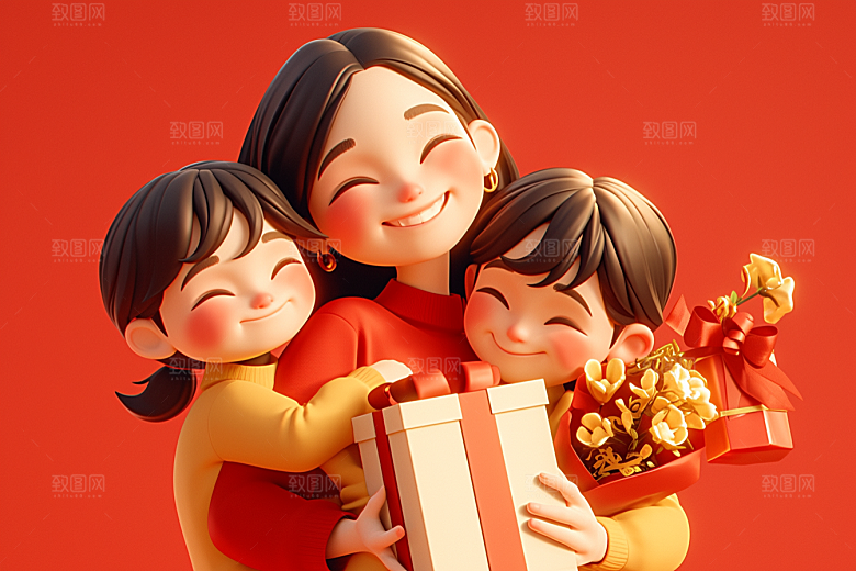 母亲和孩子亲子亲情模型
