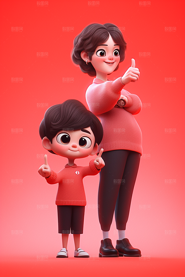 母亲和孩子母爱人物模型