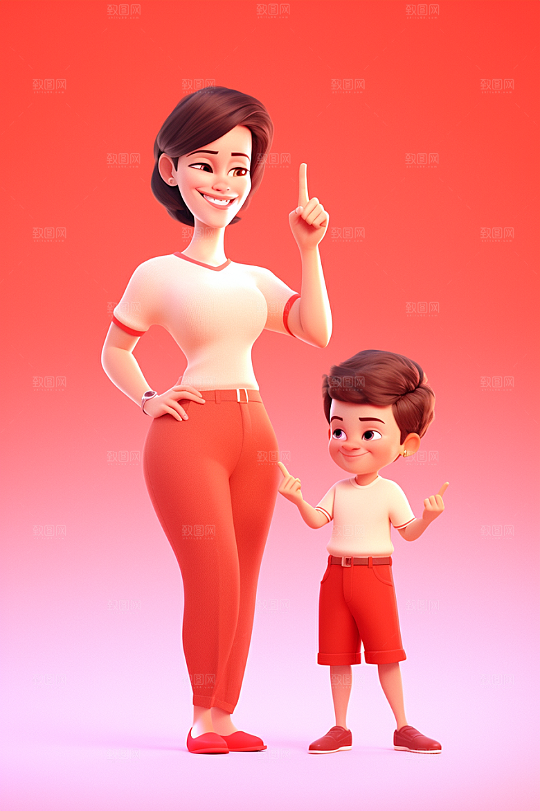母亲和孩子母爱母亲节模型