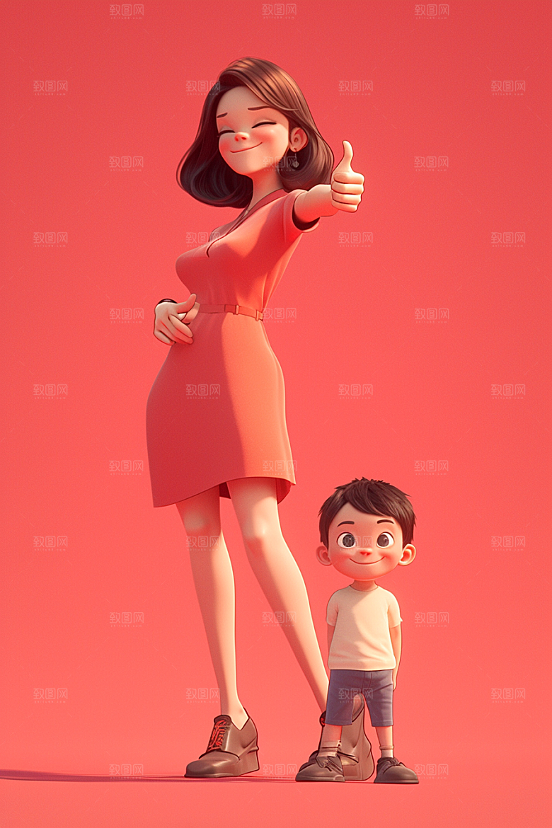 母亲和孩子人物温情模型