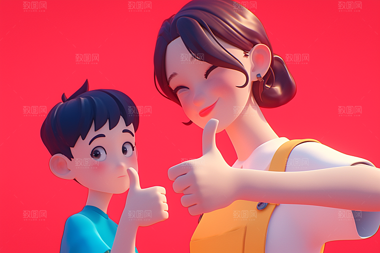 母亲和孩子立体亲子模型
