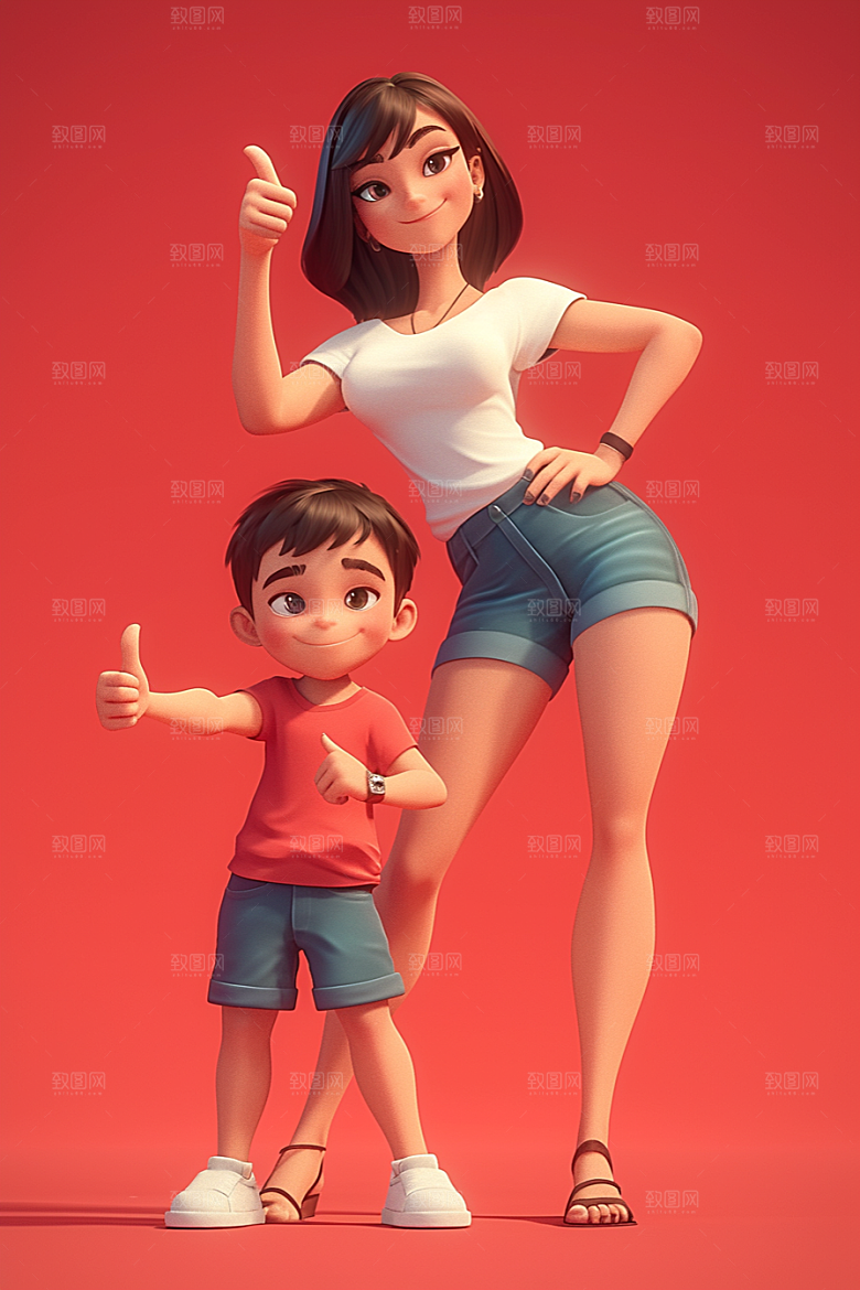 母亲和孩子立体温情模型