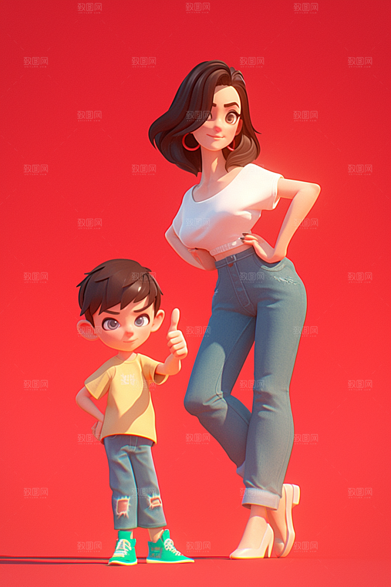 母亲和孩子亲情亲子模型