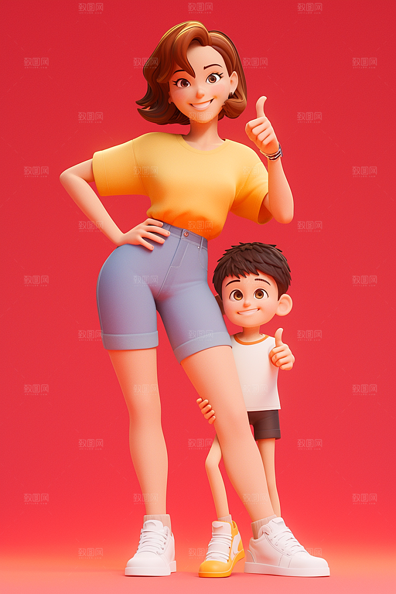 母亲和孩子母爱立体模型