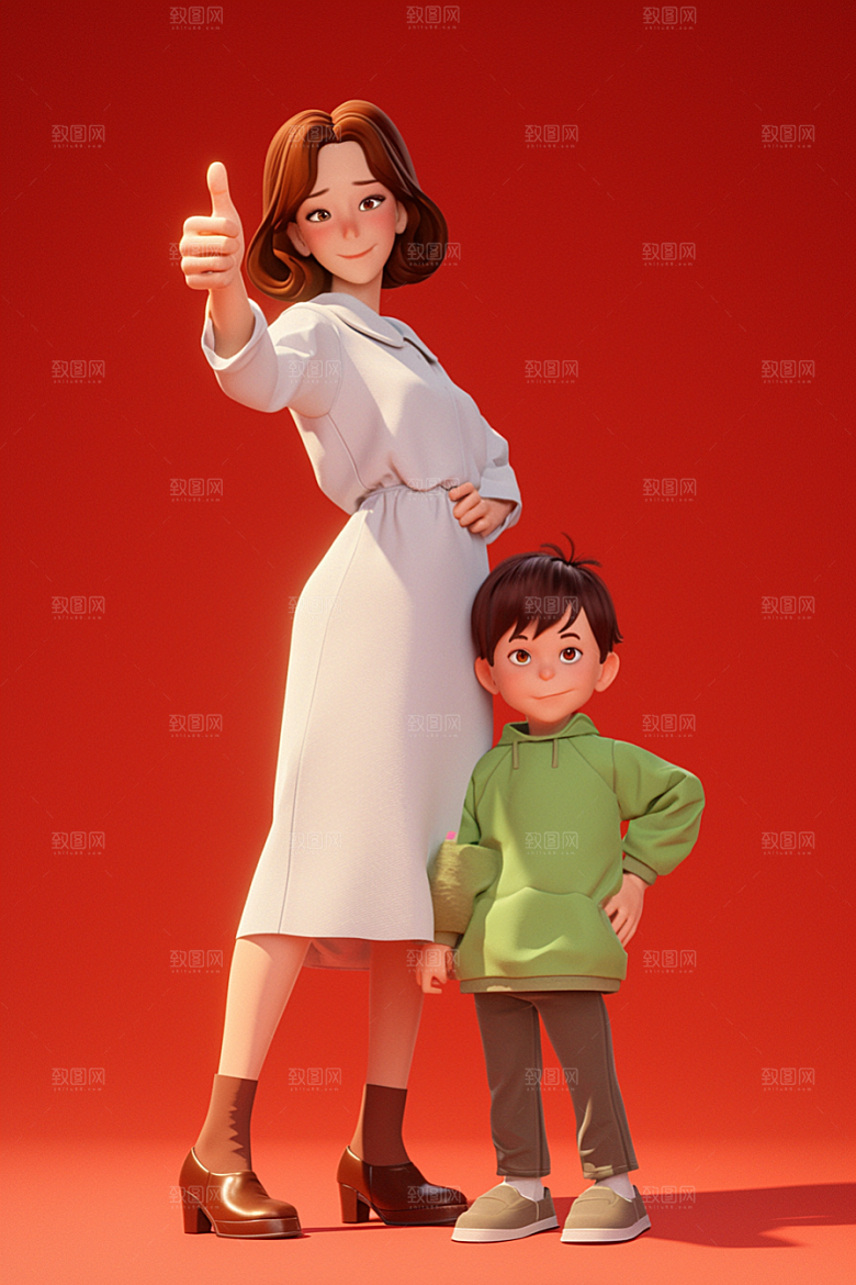 母亲和孩子亲情立体模型