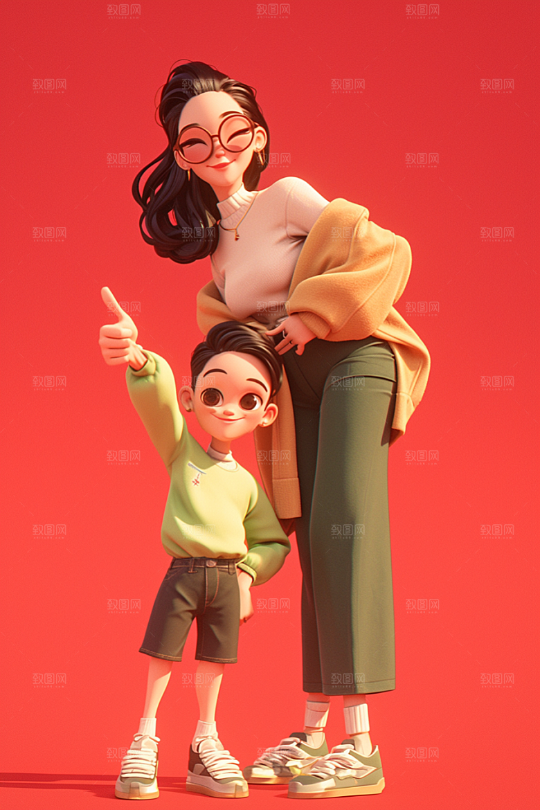 母亲和孩子家庭温情模型