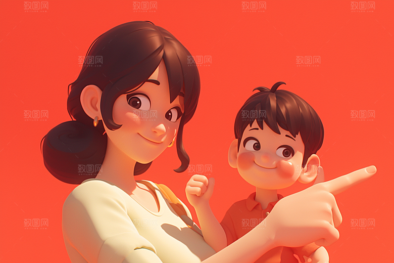 母亲和孩子亲情亲子模型