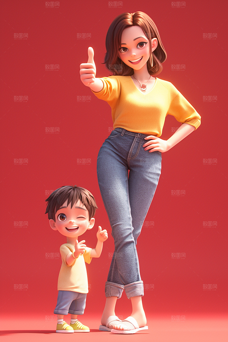 母亲和孩子家庭亲子模型