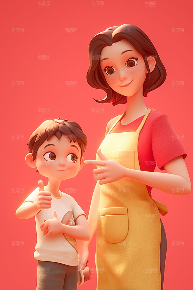 母亲和孩子母爱立体模型