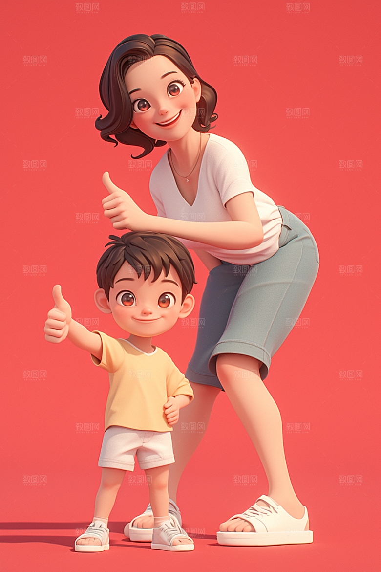 母亲和孩子亲情温馨模型