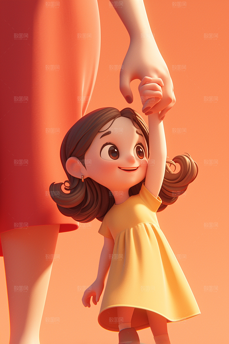 母亲和孩子3D亲情模型