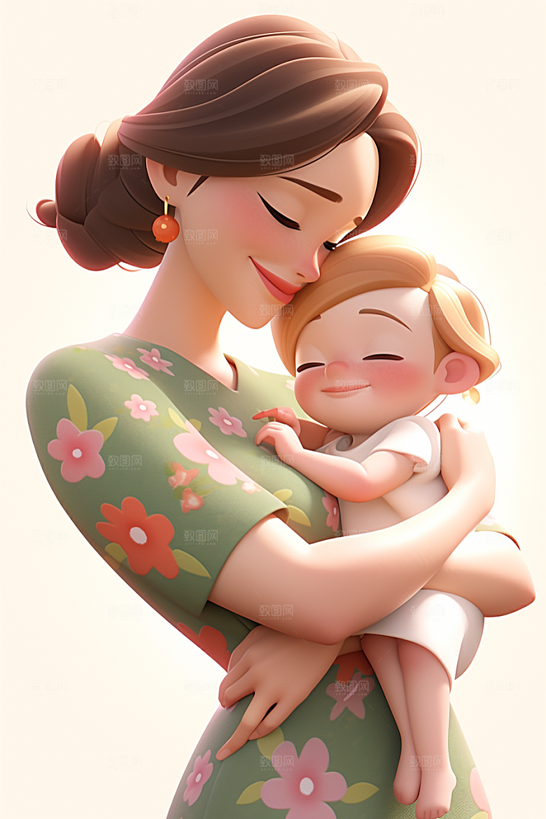 母亲和孩子亲子母爱模型