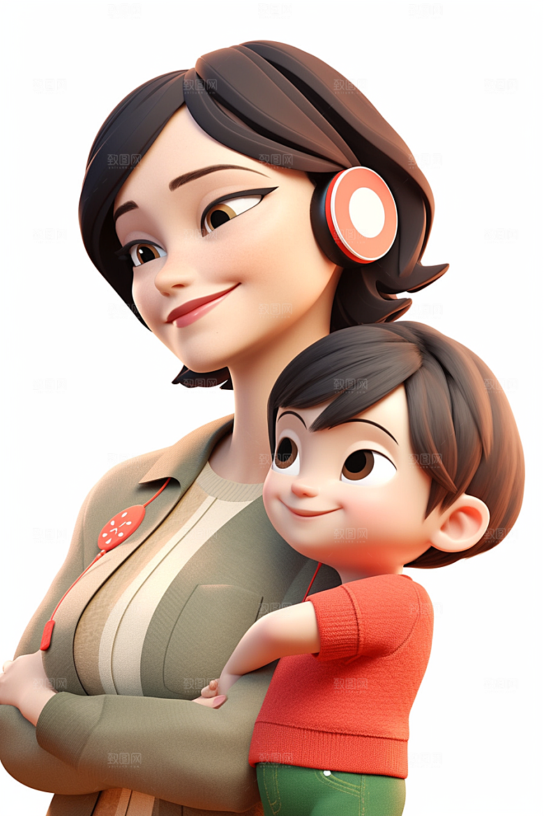 母亲和孩子亲情3D模型
