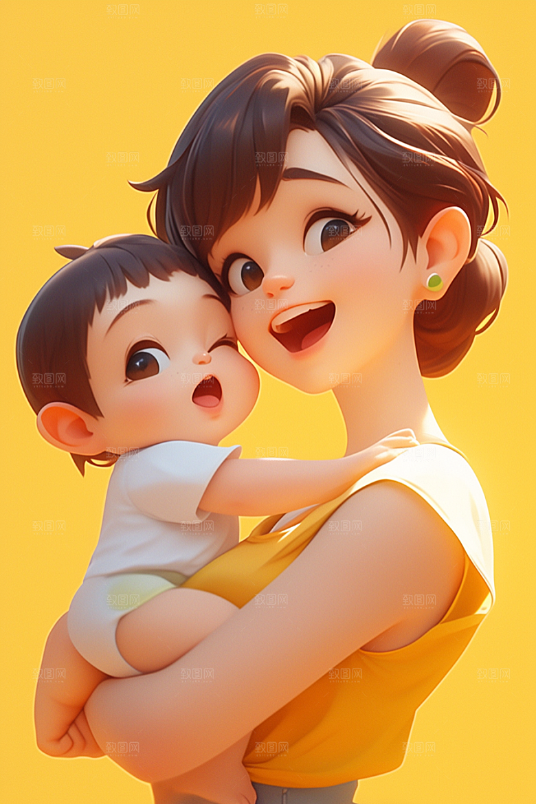 母亲和孩子母爱亲子模型