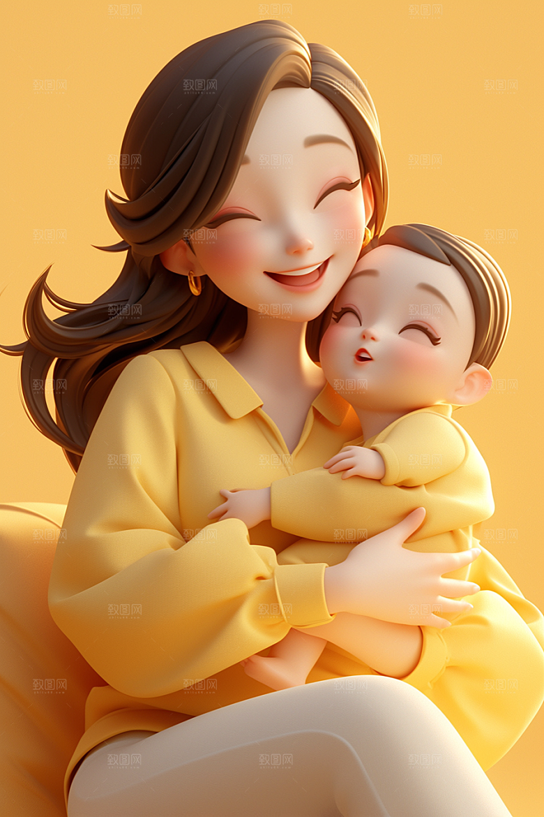 母亲和孩子母爱家庭模型