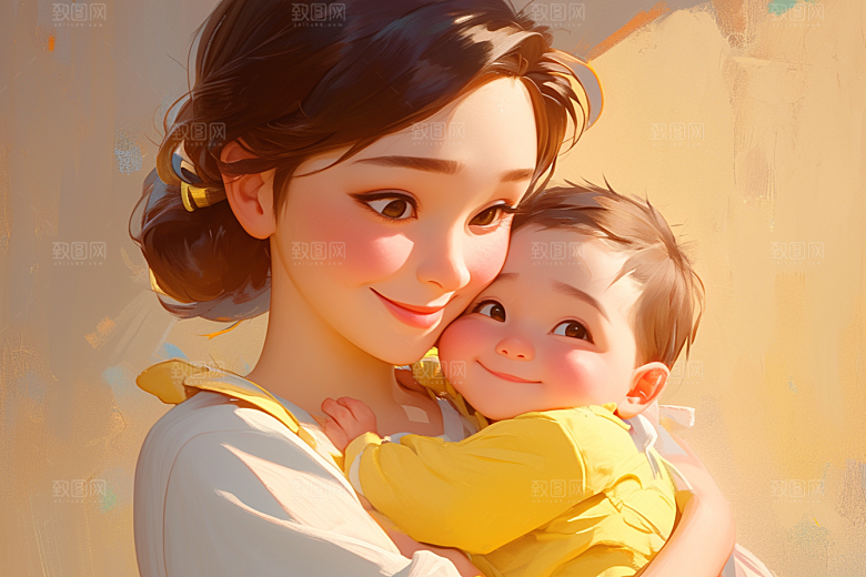 母亲和孩子母爱亲子模型