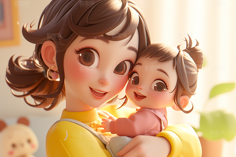 母亲和孩子立体亲子模型