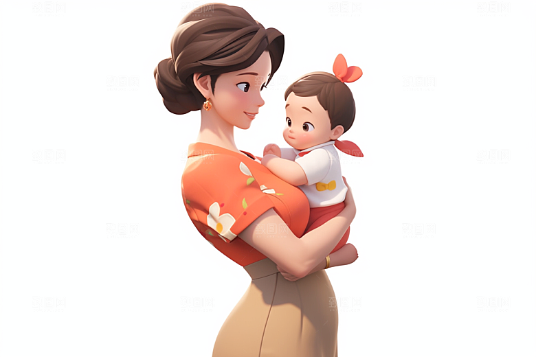 母亲和孩子亲子人物模型