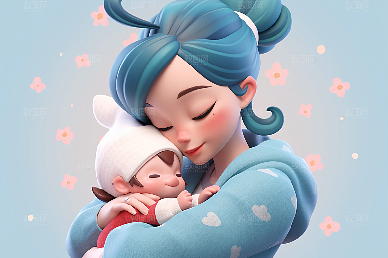 母亲和孩子亲情亲子模型
