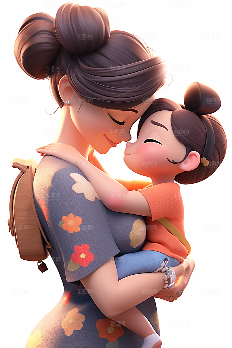 母亲和孩子温情亲子模型