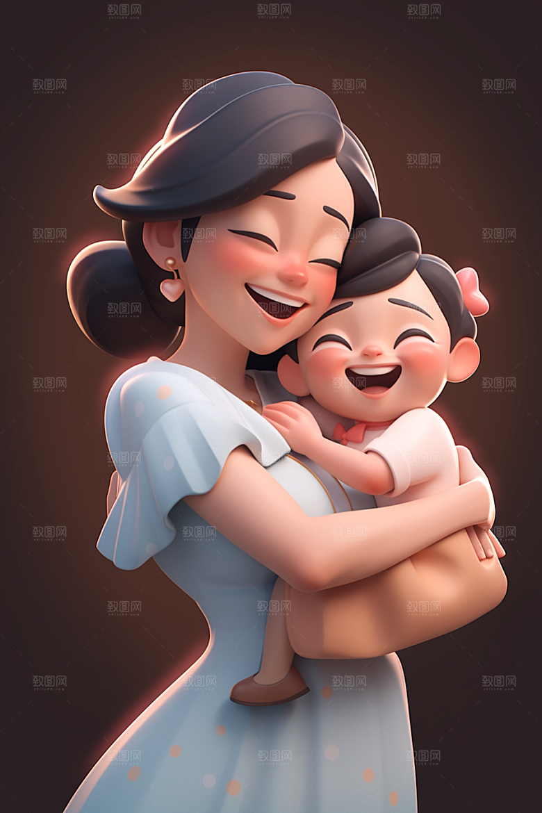 母亲和孩子家庭立体模型