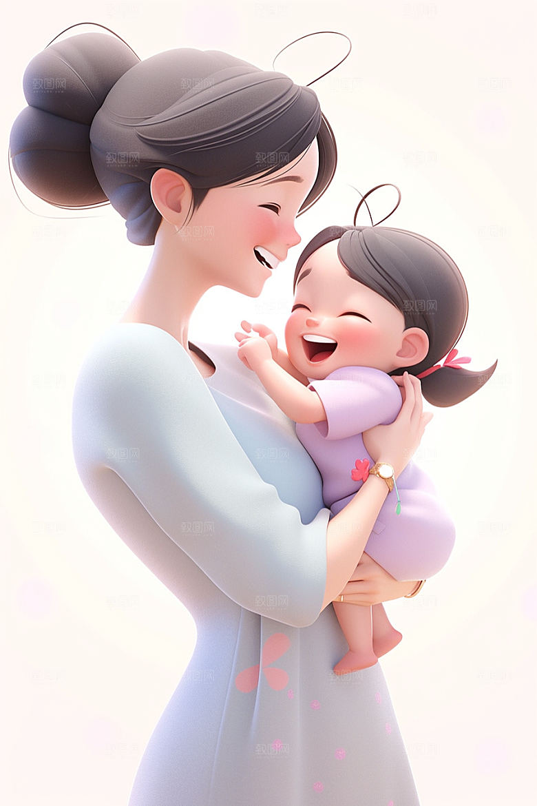 母亲和孩子亲情人物模型