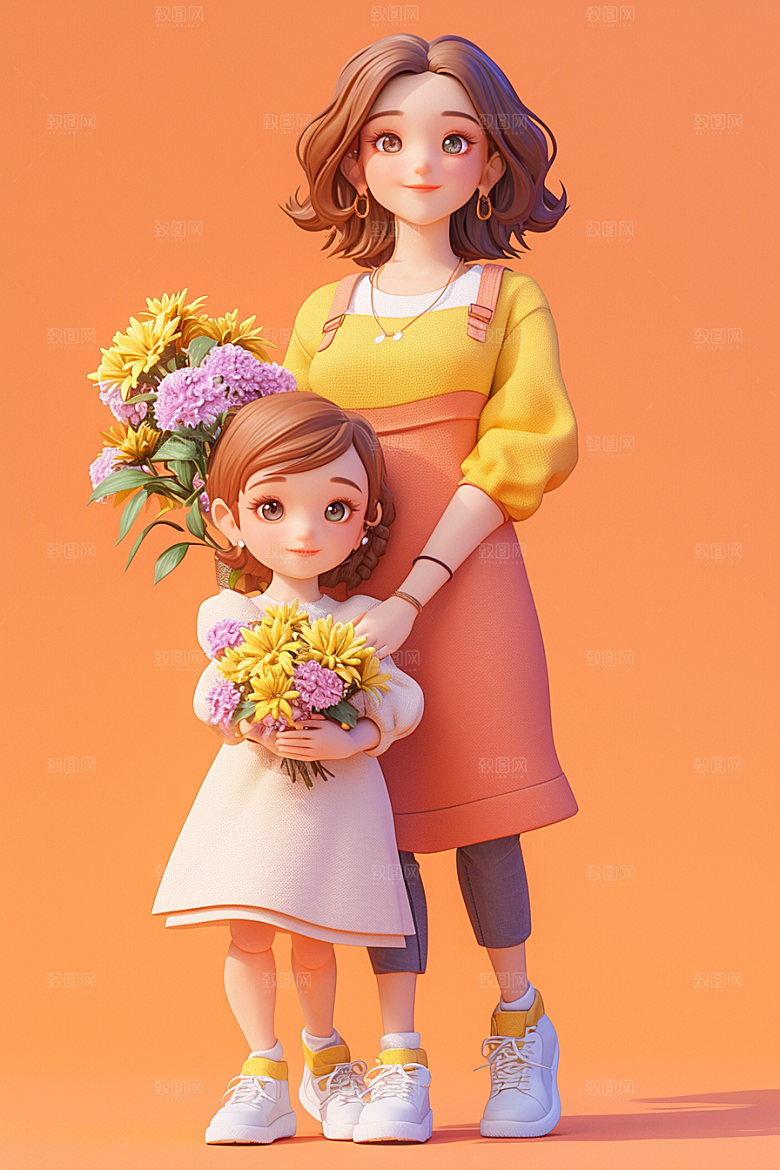 母亲和孩子3D立体模型