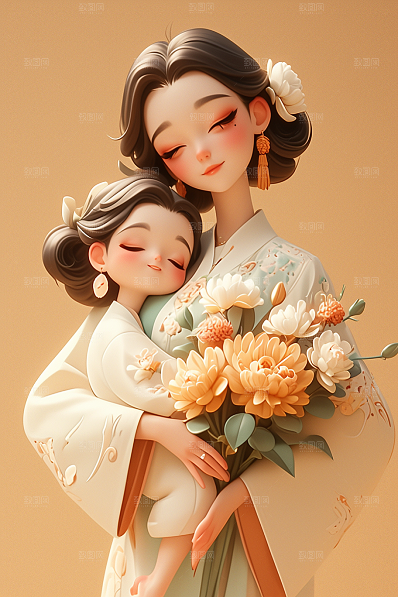 母亲和孩子家庭亲子模型